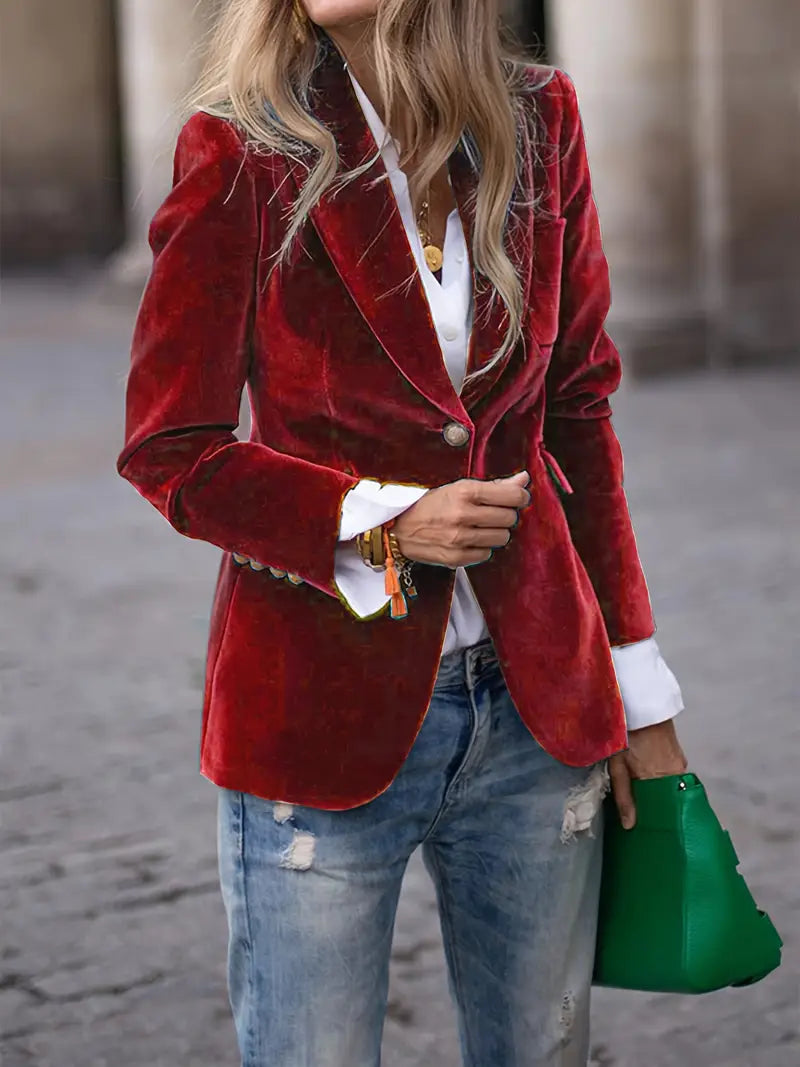 Damen Klassischer Blazer Ein-Knopf-Verschluss