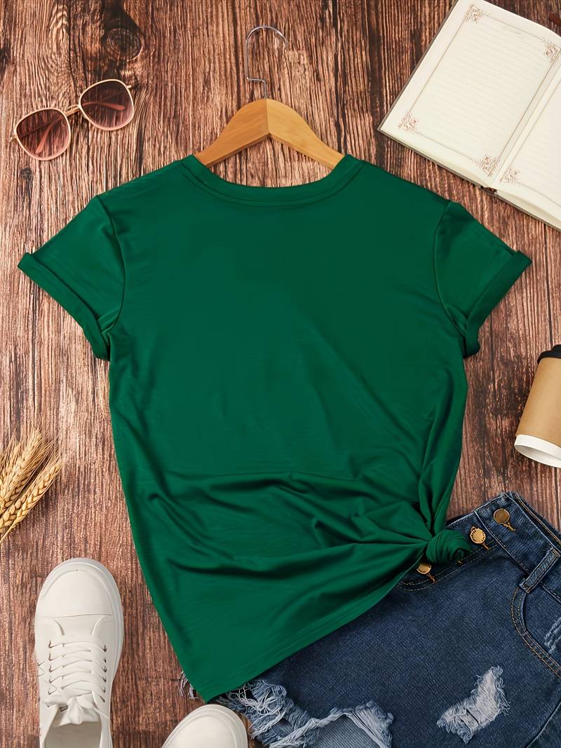 Norvielle Damen Rundhals T-Shirt Einfach Weiß