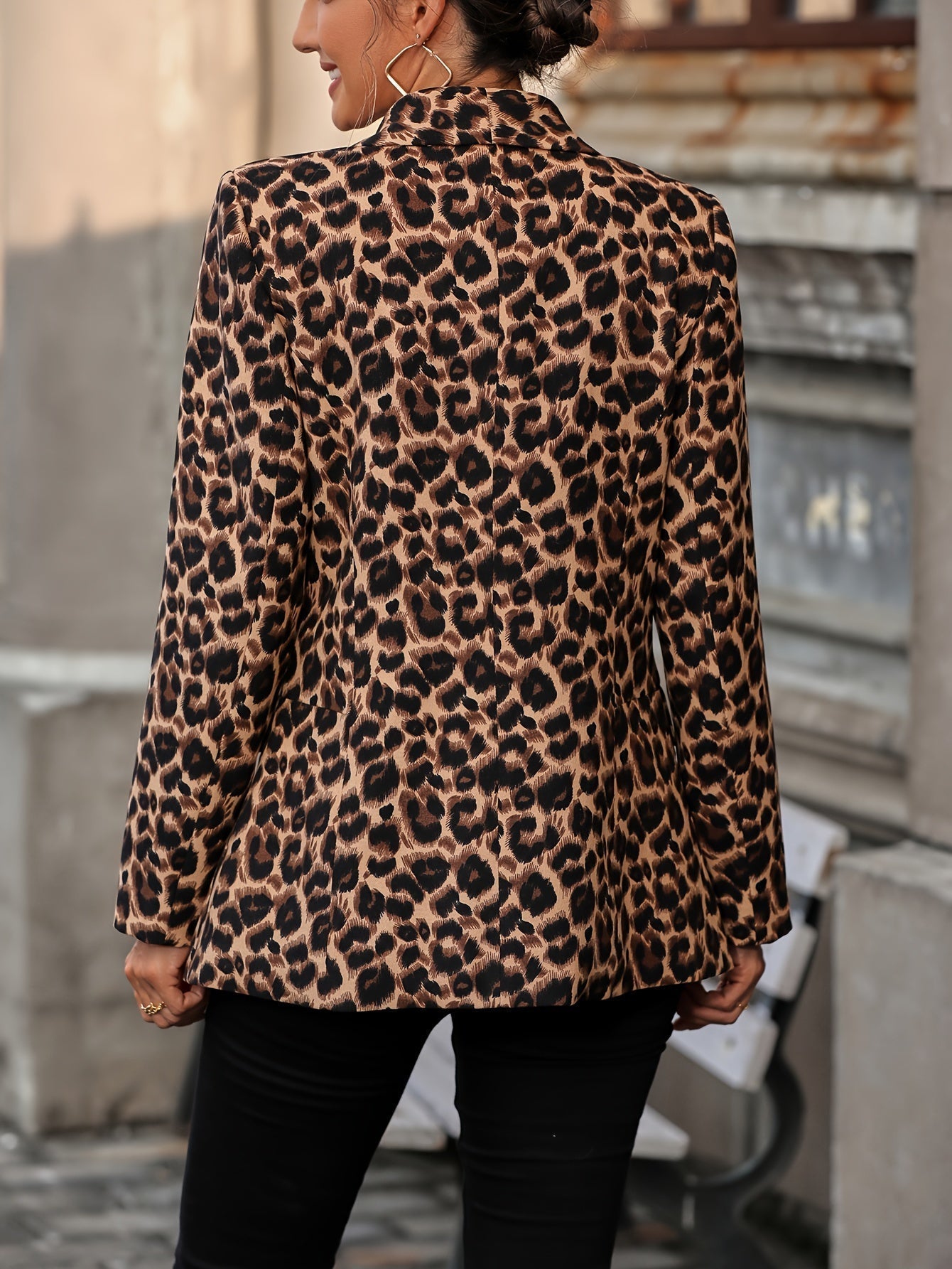 Norvielle Damen Langblazer Leopardenmuster