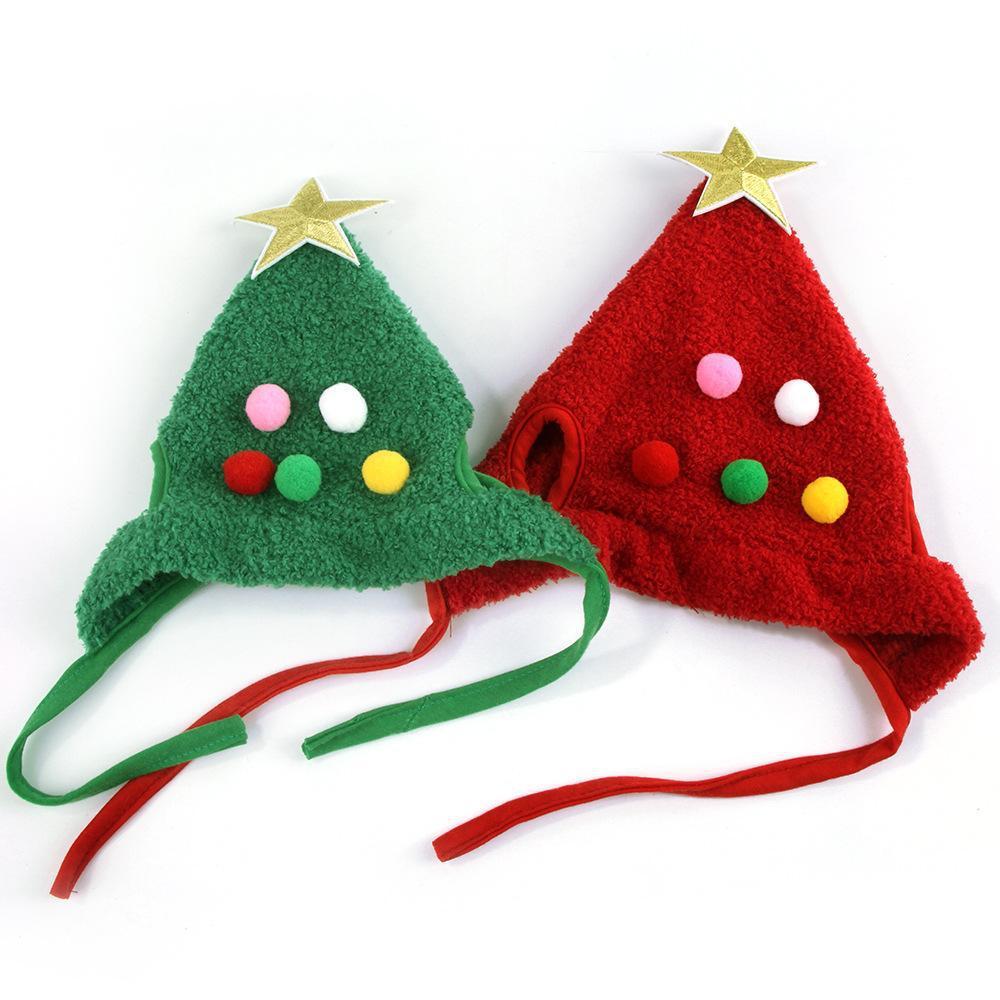 Weihnachtshut für Haustiere mit Pompon und Goldrand