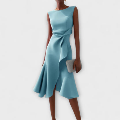 Damen Ärmelloses Rüschenkleid Midi Elegant