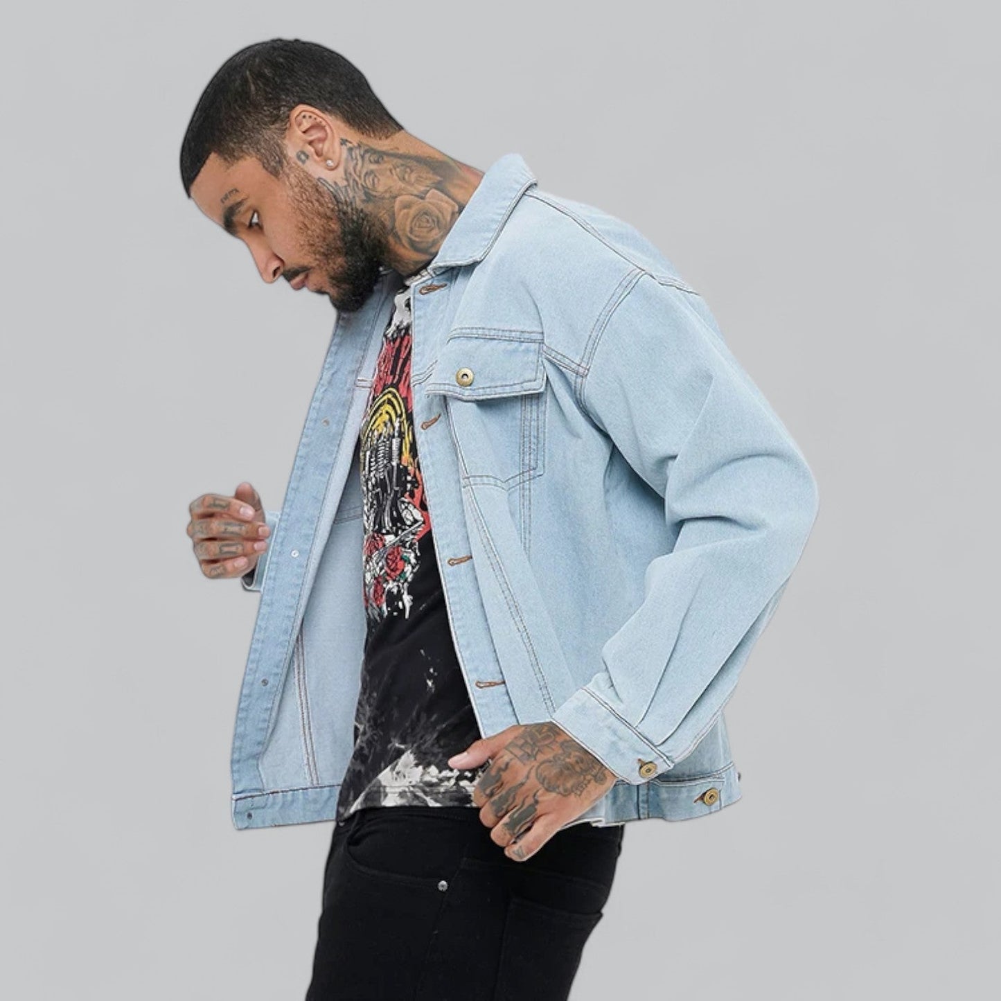 Norvielle Herren Jeansjacke Bequem Casual