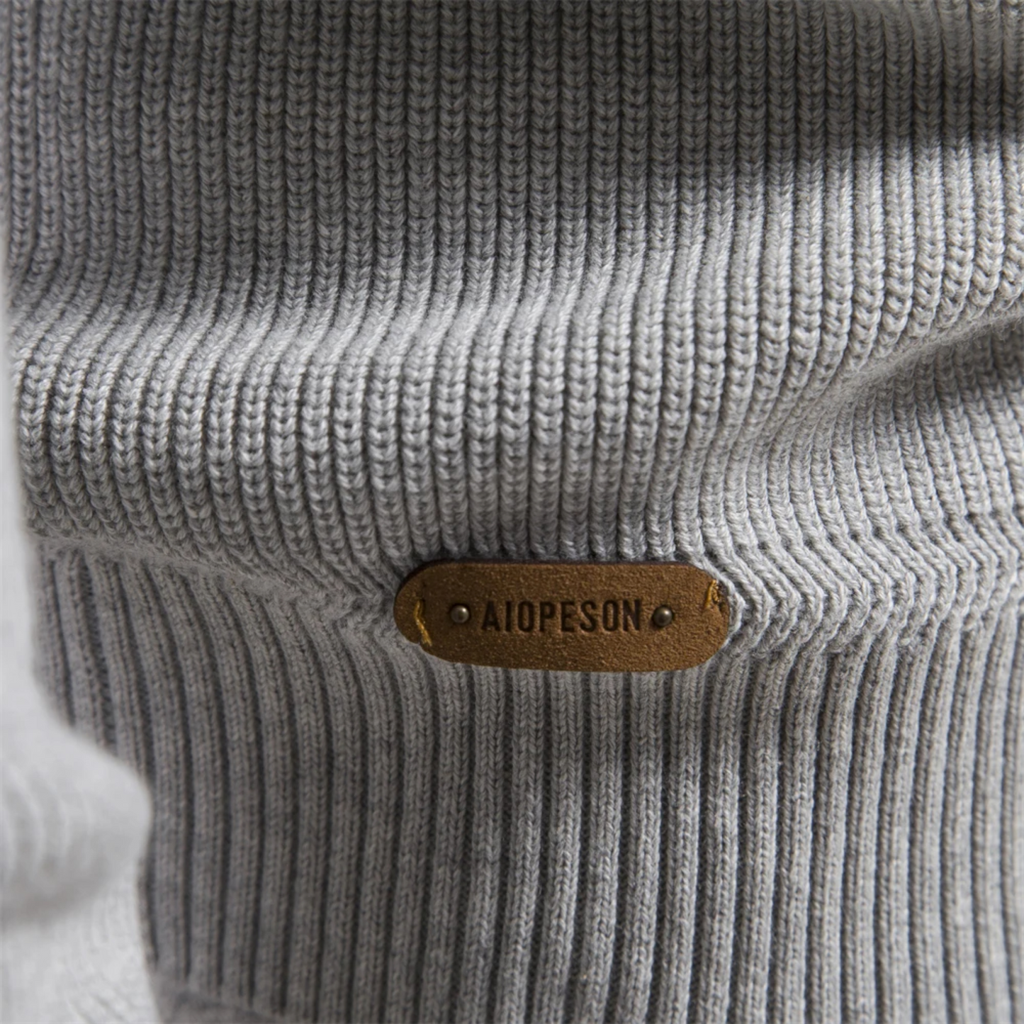 Herren Strickpullover Stehkragen Reißverschluss Baumwolle