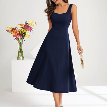 Norvielle Damen Kleid mit Trägern Dunkelblau