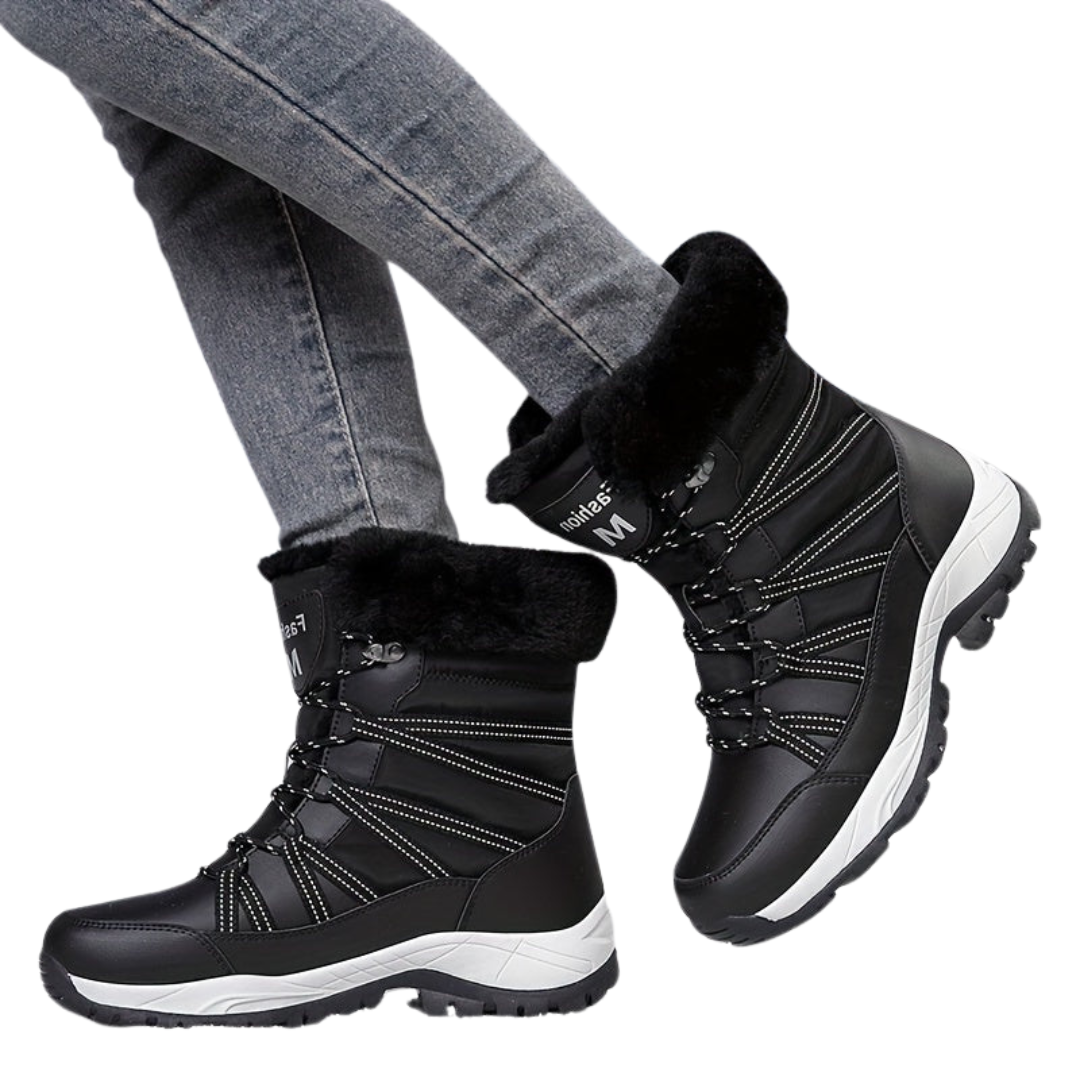 Damen Winterstiefel Hoher Schaft Geschlossene Zehen Spitze