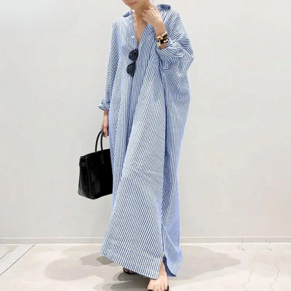 Norvielle Damen Oversized Hemdkleid Streifen