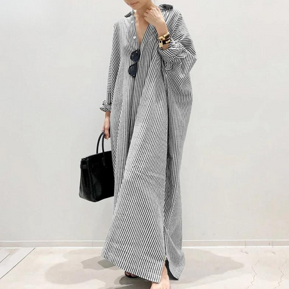 Norvielle Damen Oversized Hemdkleid Streifen - Norvielle