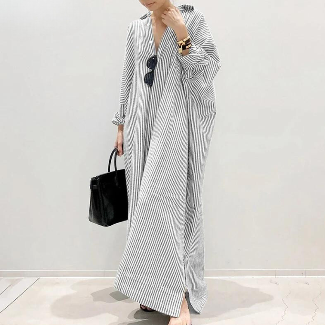Norvielle Damen Oversized Hemdkleid Streifen
