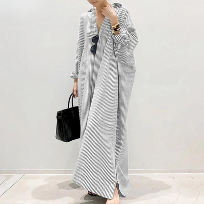 Norvielle Damen Oversized Hemdkleid Streifen
