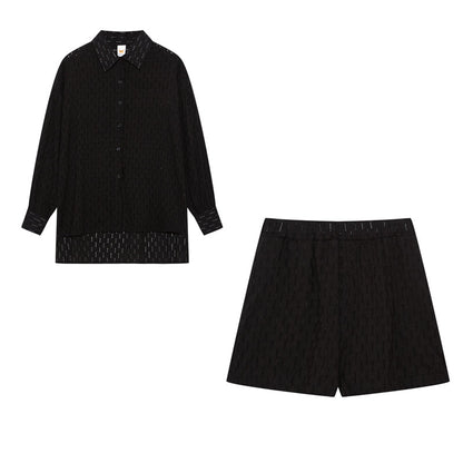 Damen Zweiteiler Oversize Baumwollmix Bluse und Shorts