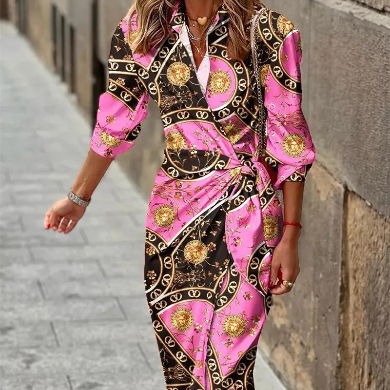 Damen Wickelkleid Midilänge
