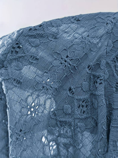Norvielle Damen T-Shirt Eingekerbter Ausschnitt Lochstickerei