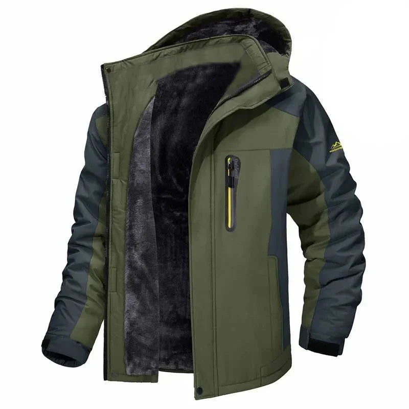 Herren Outdoorjacke Gefüttert Wind- und Wasserabweisend Schwarz - Norvielle