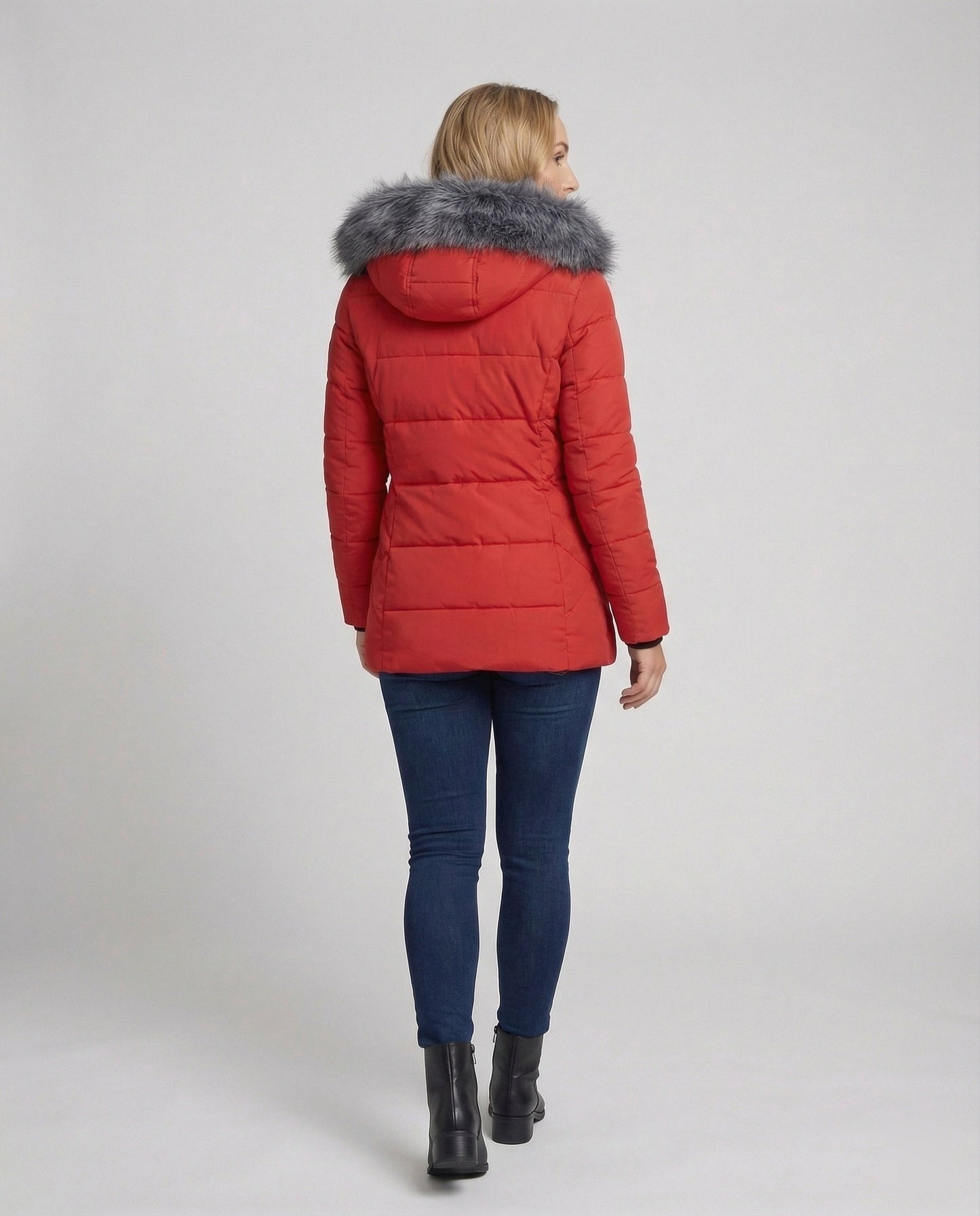 Damen Daunenjacke Fellkragen