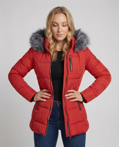 Damen Daunenjacke Fellkragen