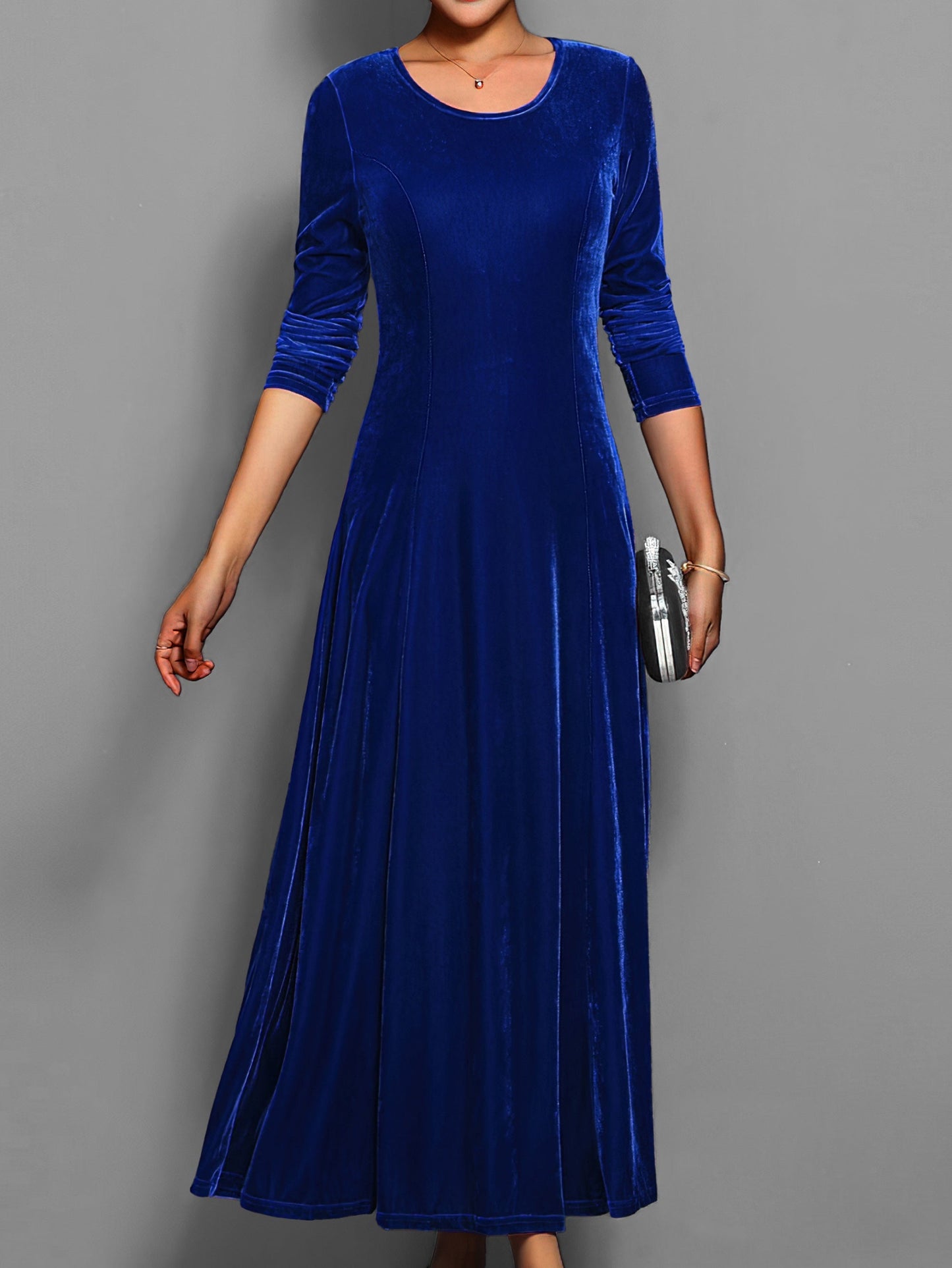 Damen Slim-Fit-Kleid Lang Voller Länge
