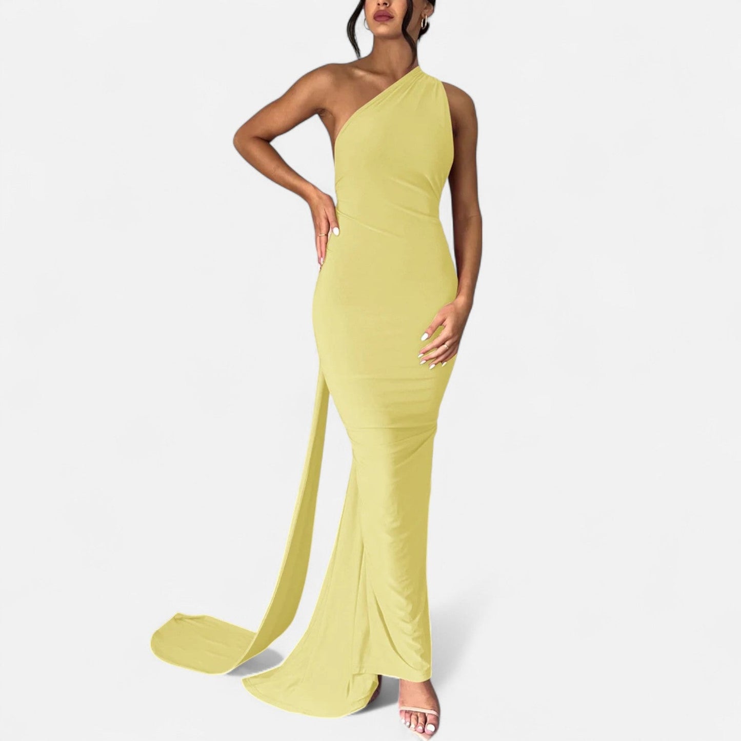 Damen Maxikleid Ein-Schulter-Neckholder