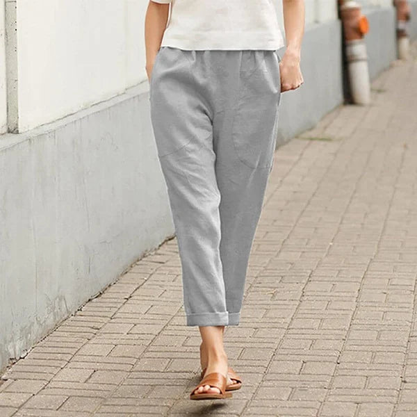 Damen Leinenhose Baumwolle Weite Bequem
