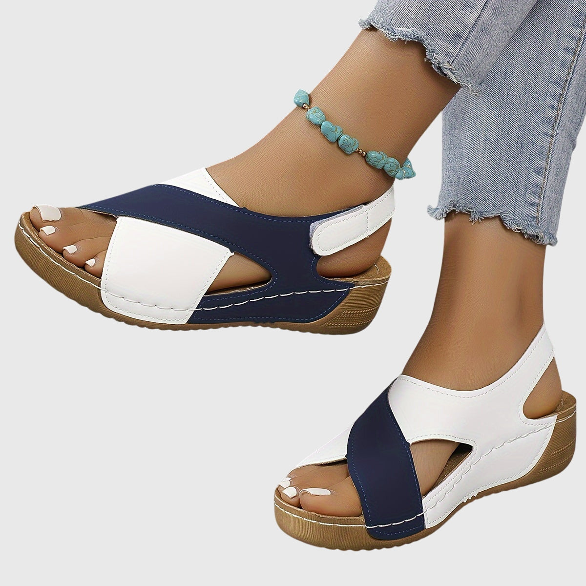 Damen Freizeit-Sandalen Offener Zehenbereich Zweifarbig - Norvielle