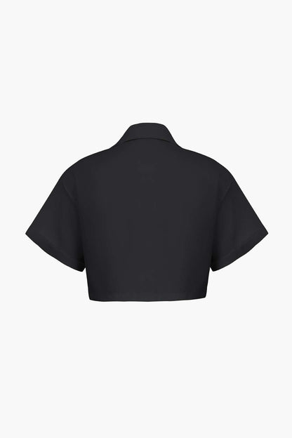 Damen Kurzarm Crop mit Kragen