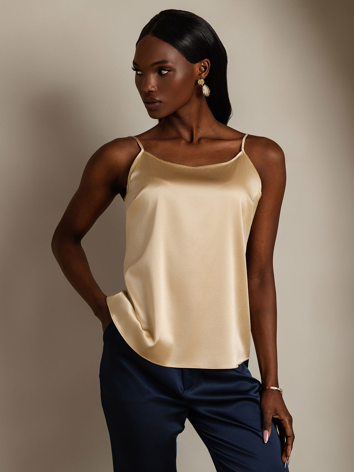Norvielle Damen Seiden-Camisole Spaghettiträger