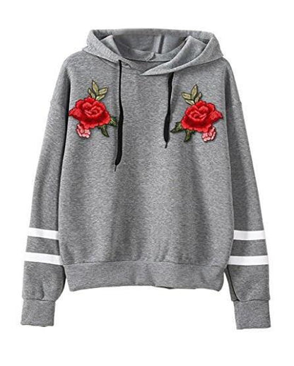 Damen Sweatshirt Rosenstickerei Norvielle