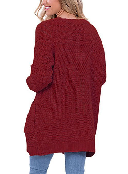 Damen Strickjacke Strukturiertes Muster Praktische Taschen Norvielle