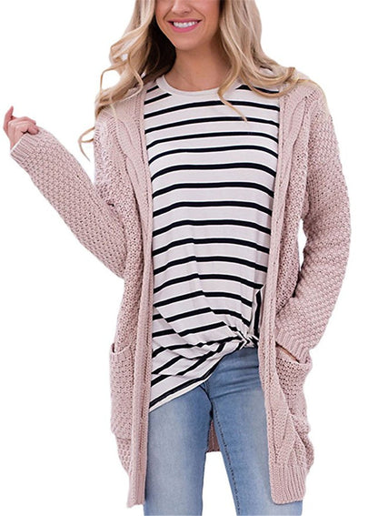 Damen Strickjacke Strukturiertes Muster Praktische Taschen Norvielle