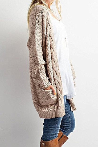 Damen Strickjacke Strukturiertes Muster Praktische Taschen Norvielle