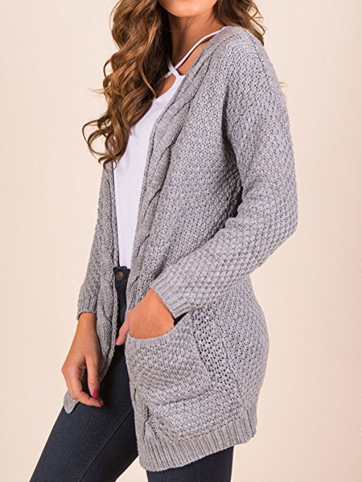 Damen Strickjacke Strukturiertes Muster Praktische Taschen Norvielle
