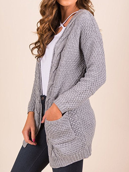 Damen Strickjacke Strukturiertes Muster Praktische Taschen Norvielle