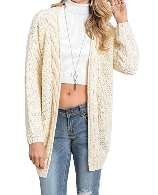 Damen Strickjacke Strukturiertes Muster Praktische Taschen Norvielle
