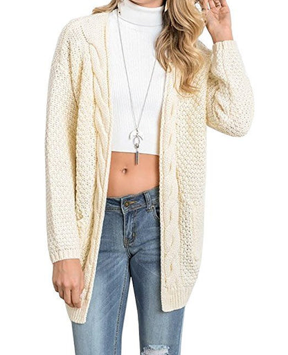 Damen Strickjacke Strukturiertes Muster Praktische Taschen Norvielle