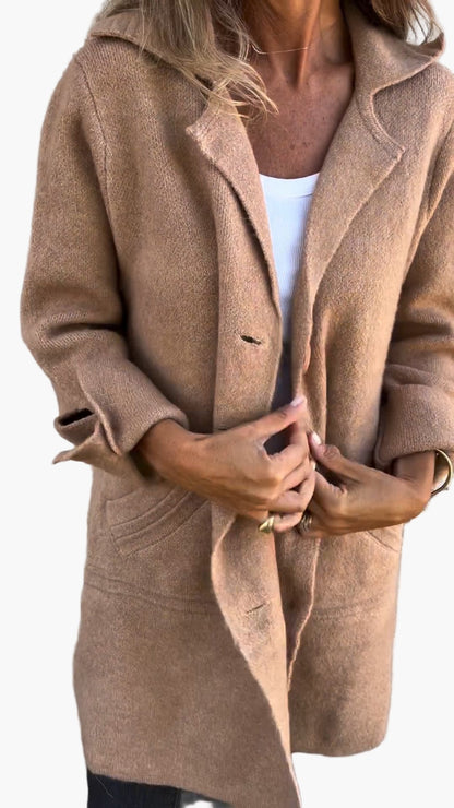 Damen Mantel Relaxed Fit Button Front