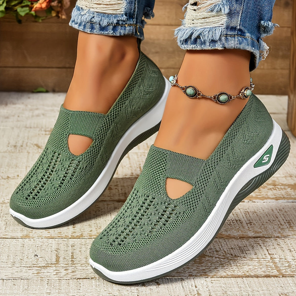 Norvielle Damen Slip-On Sneaker Atmungsaktives Mesh