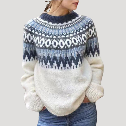 Damen Strickpullover Gemustert Beige - Norvielle