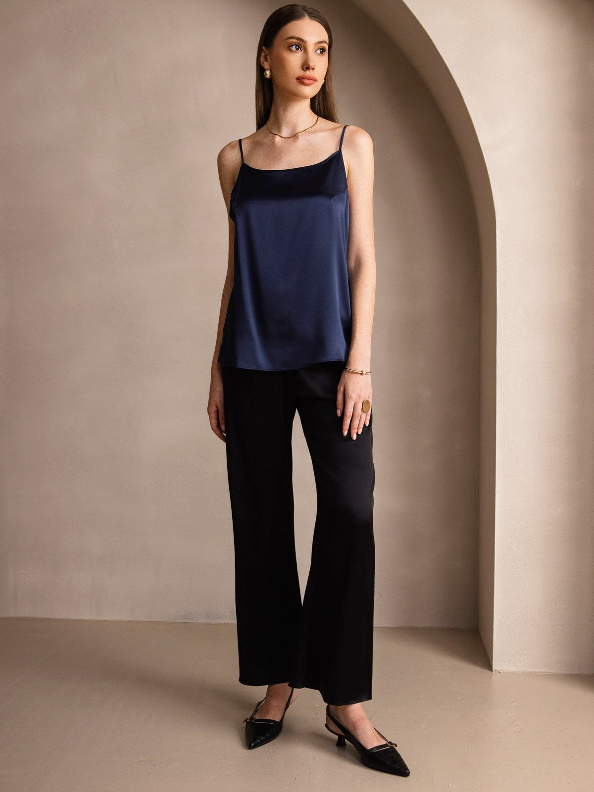 Norvielle Damen Seiden-Camisole Spaghettiträger