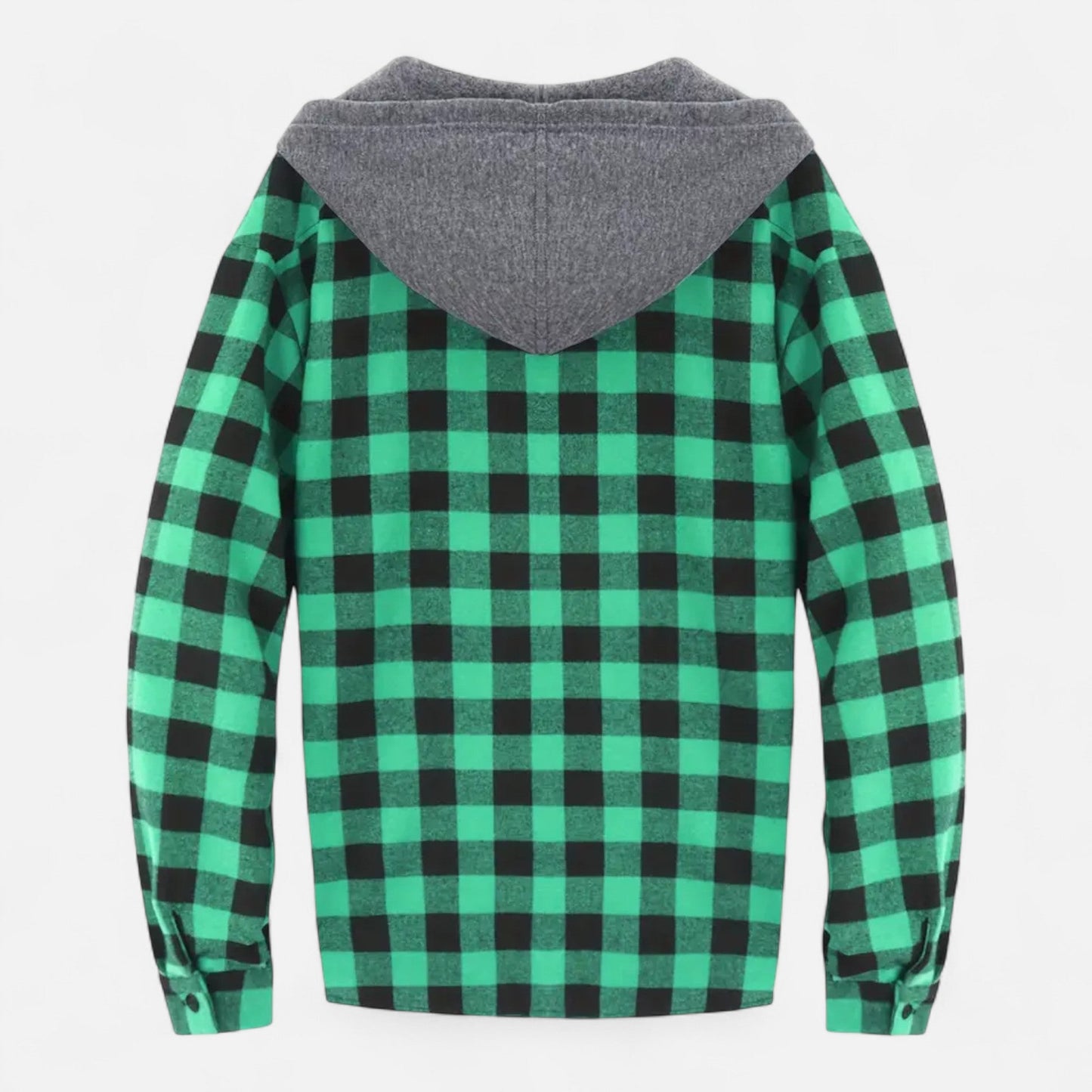 Herren Karo-Hoodie mit Knöpfen und Kordelzug