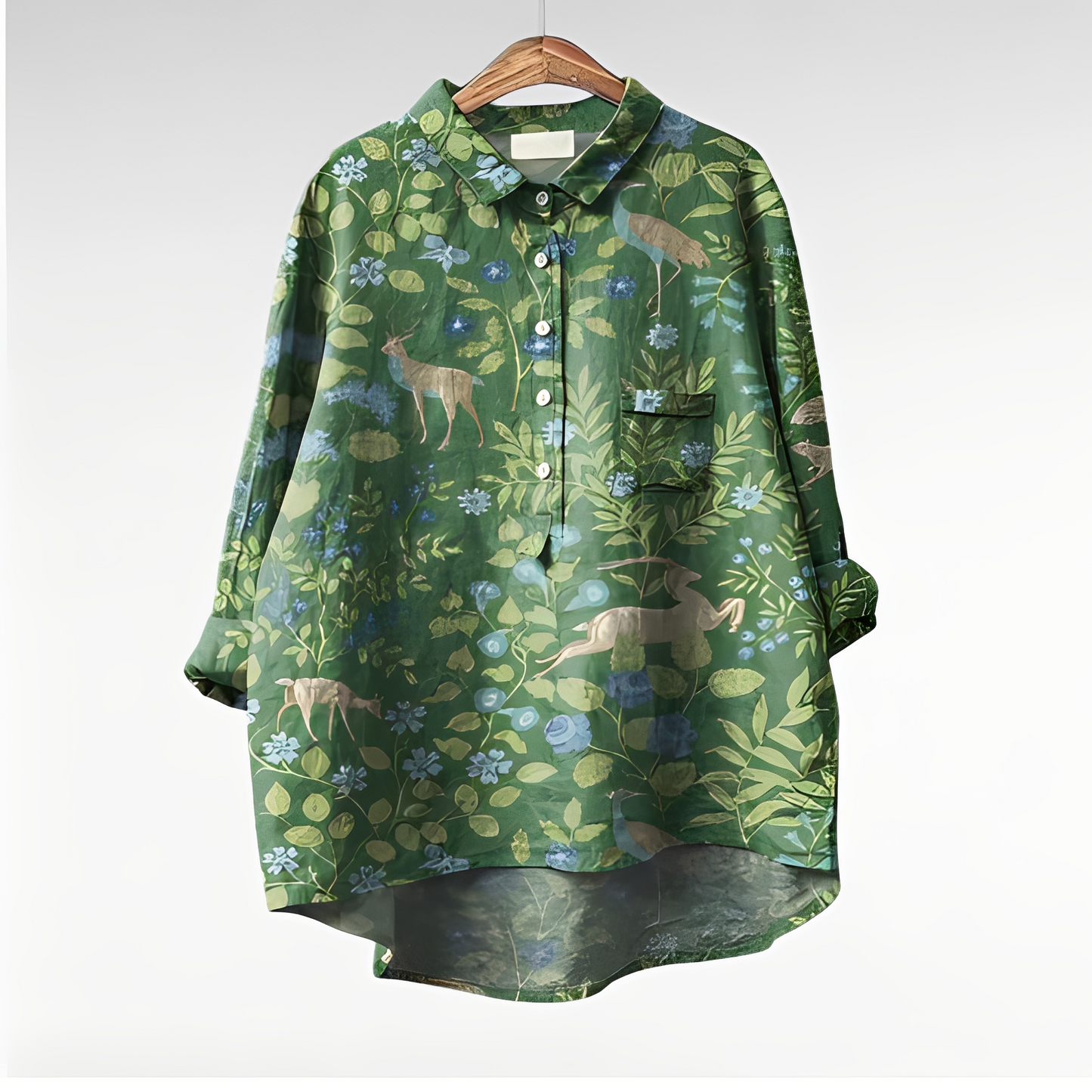 Damenbluse Blumenmuster Baumwolle Weiß