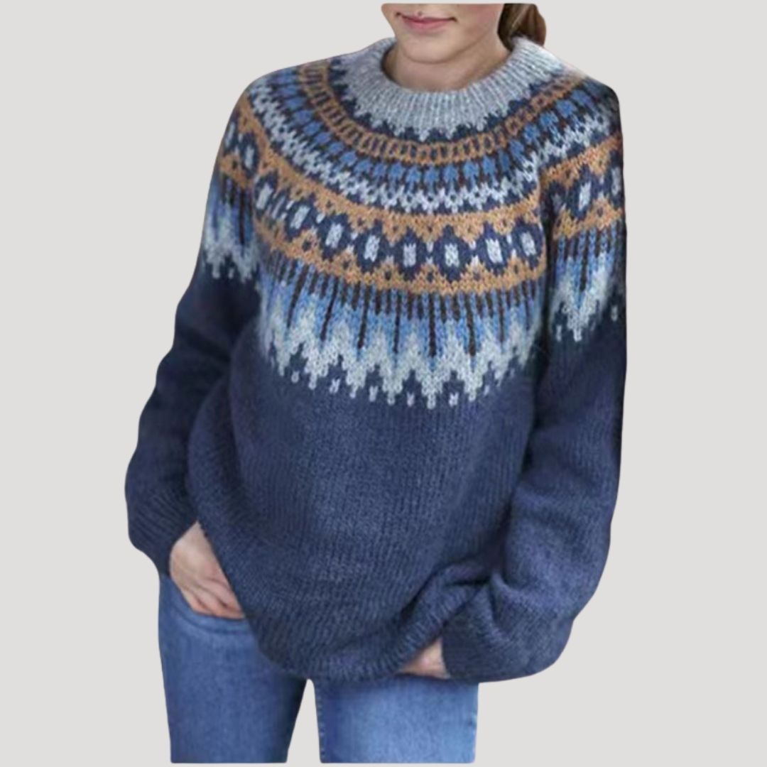 Damen Strickpullover Gemustert Beige