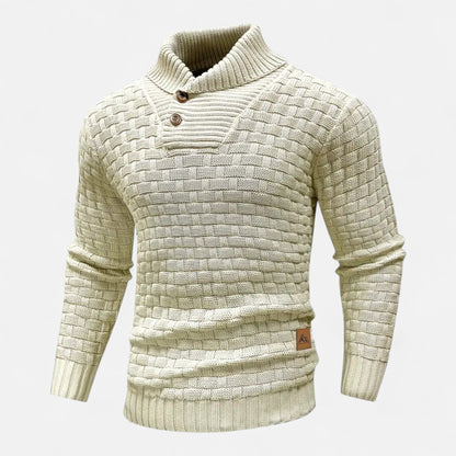 Herren Strickpullover Knopfleiste Klassisch Einfarbig