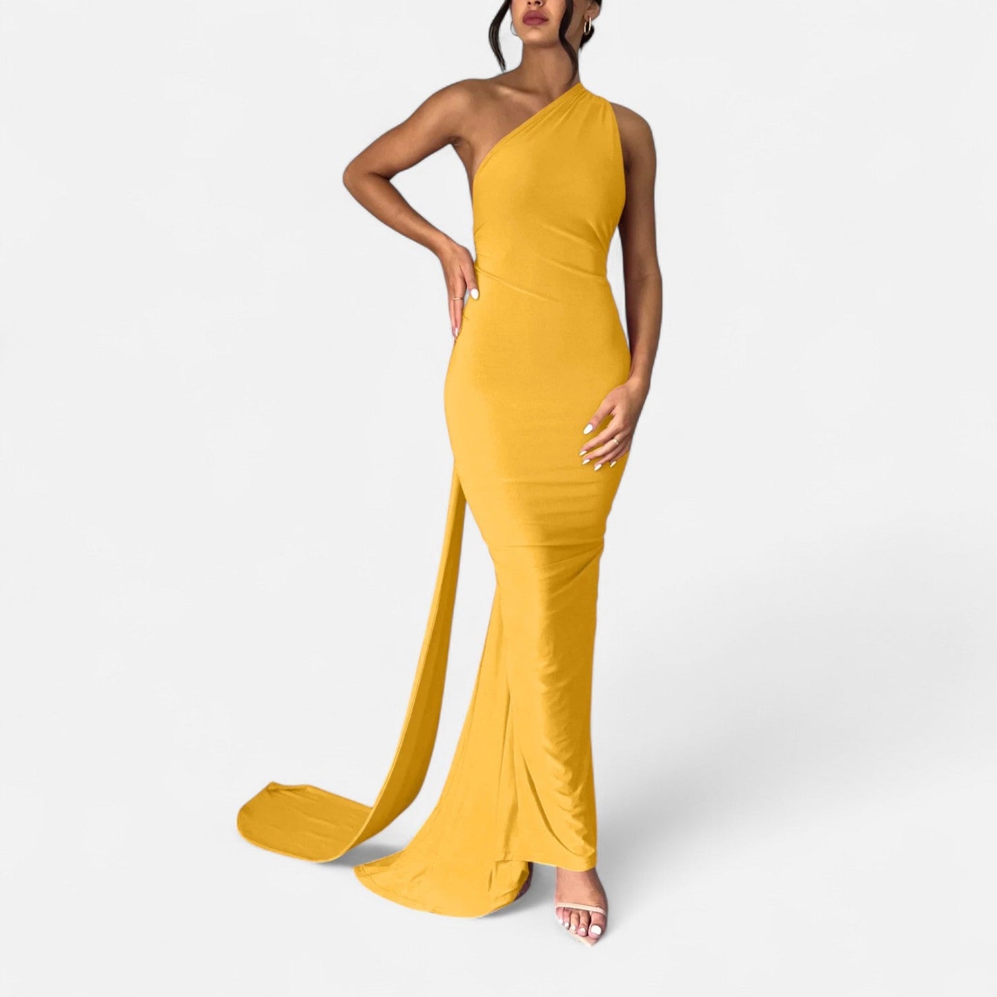 Damen Maxikleid Ein-Schulter-Neckholder