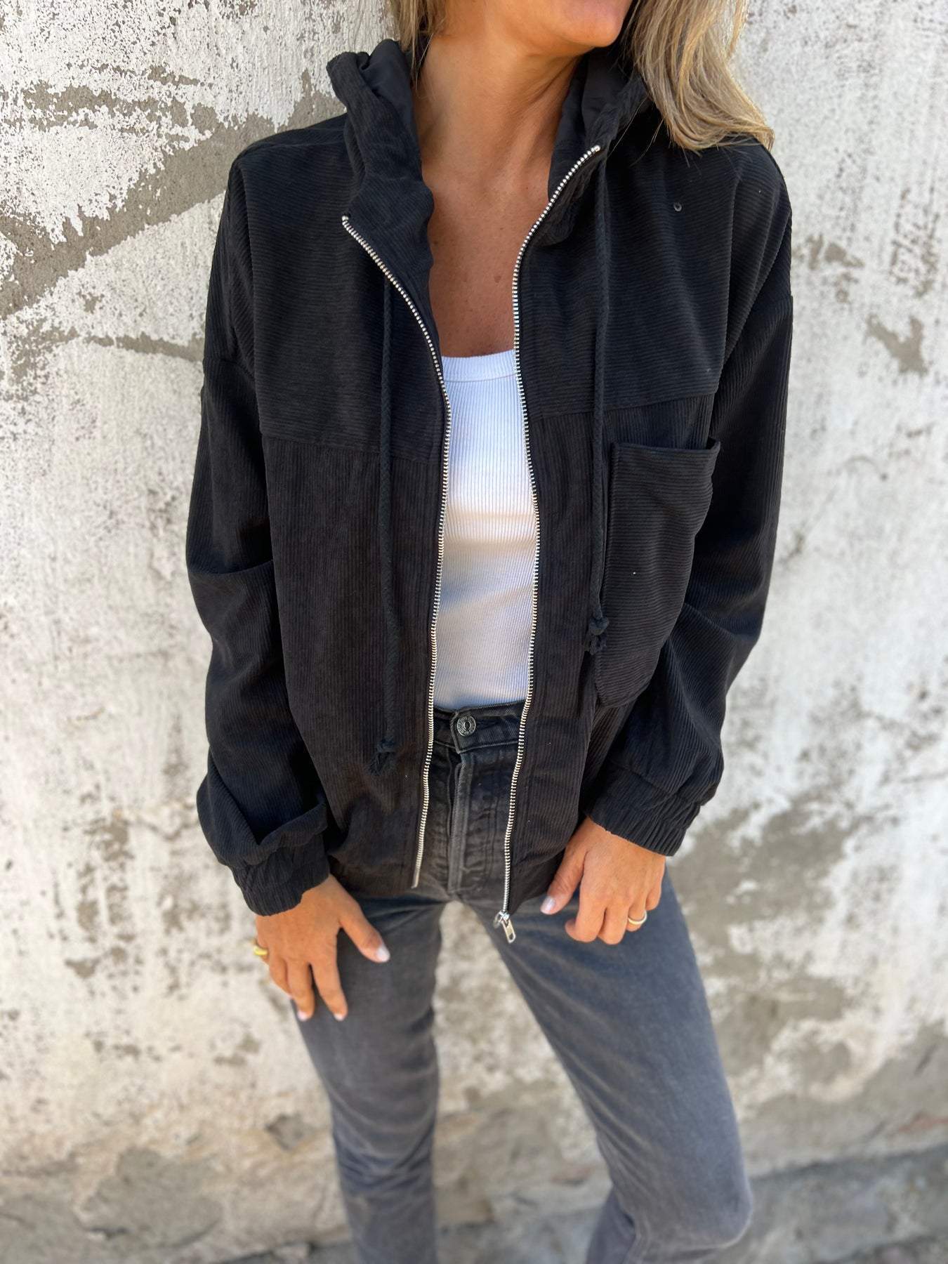 Norvielle Damen Cordjacke Reißverschluss