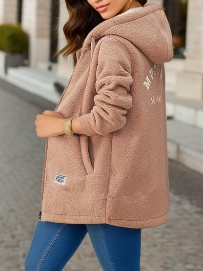 Damen Fleecejacke mit Kapuze Kuschelig