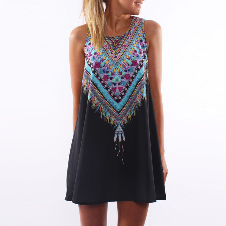 Damen Sommerkleid Geometrisches Muster Locker Norvielle - Norvielle