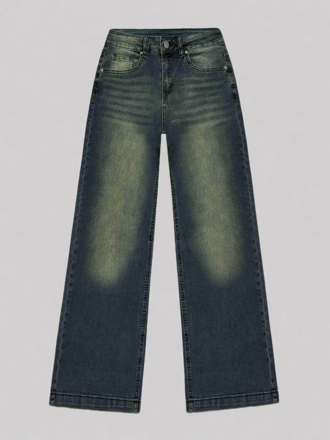Damen Baggy Jeans Weites Bein Leicht Gewaschen