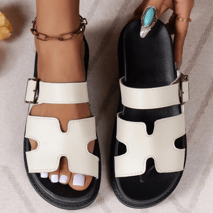 Damen Sandalen Weich Leder Braun - Norvielle