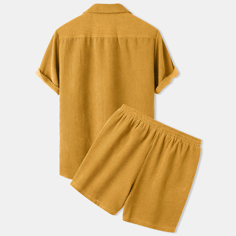 Herren Polo-Set aus Baumwolle mit Shorts und Oberteil Weiß