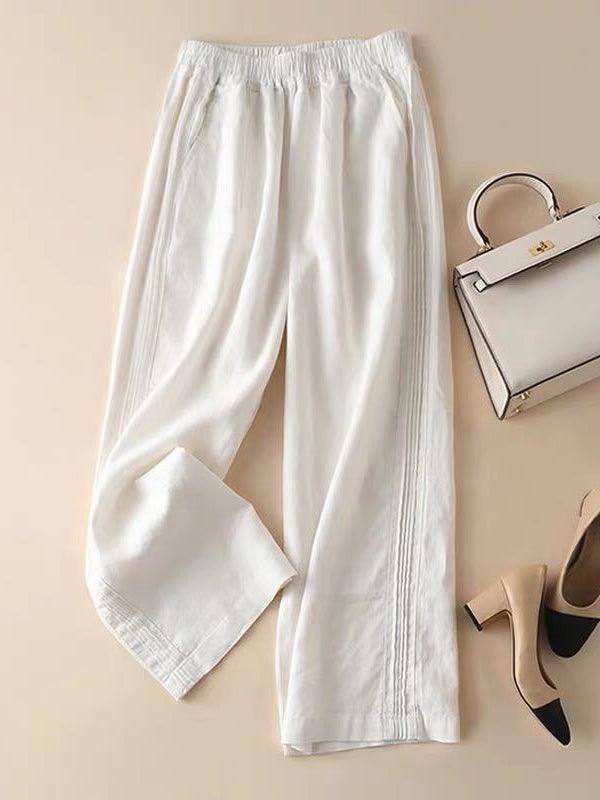 Norvielle Damenweite Baumwollhose Casual Beige - Norvielle