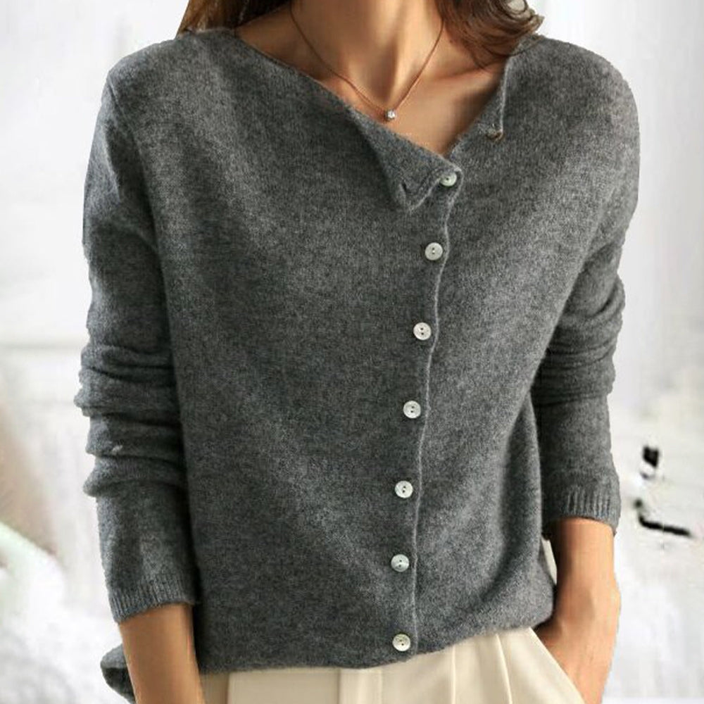 Stilvoller Damen Cardigan Button-Down Baumwolle Blau - Norvielle